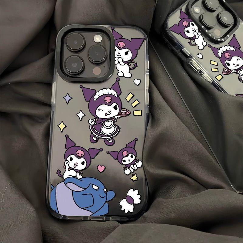 Cartoon girl Kulomi iPhone13/14/15promax Apple 12 mobile phone case 11 two-color transparent black edge