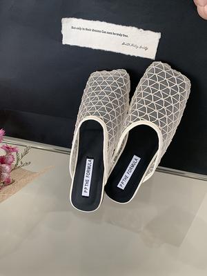 2025 Summer New Lace Women Mules Slippers Cover Toe Shoes Laides Outdoor Casual Beach Vacation Slides Shoes New Arrival