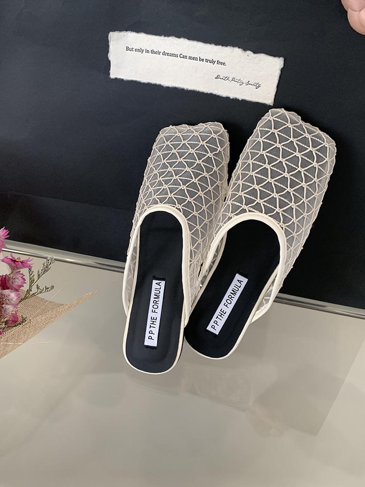 Fashion 2025 Summer New Lace Women Mules Slippers Fashion Cover Toe Shoes Laides Outdoor Casual Beach Vacation Slides Shoes New Arrival