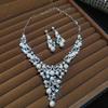 Elegant Rhinestone Faux Pearl Geometric Earrings & Necklace Set