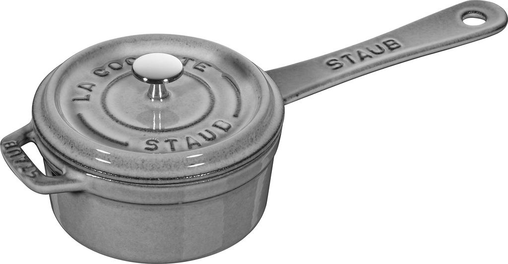 Staub Sauce Pan Gray One Hand Enamel Pot Japanese Sauce Pan "Small 10cm" [Authorized Product] 40509-536