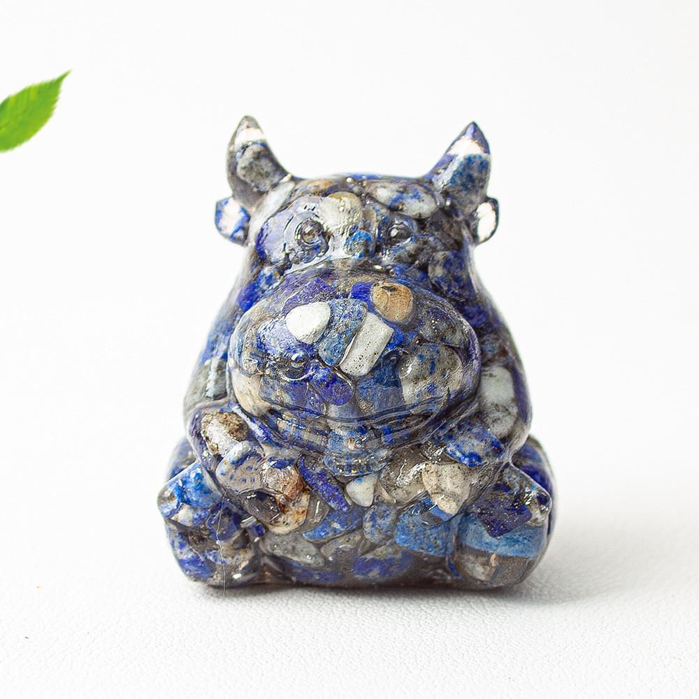 Resin Crystal Cow Figurine With Lucky Fortune For Office Desk Decor Gift For Teens And Adults