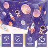 4 Pack Galaxy Tablecloth - Astronaut Rocket Table Cover - Space Planet Decorations - 86 X 51 Inch