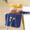 2pcsHome portable embroidered cartoon bath towel towel household thick coral fleece absorbent quick-drying bath towel