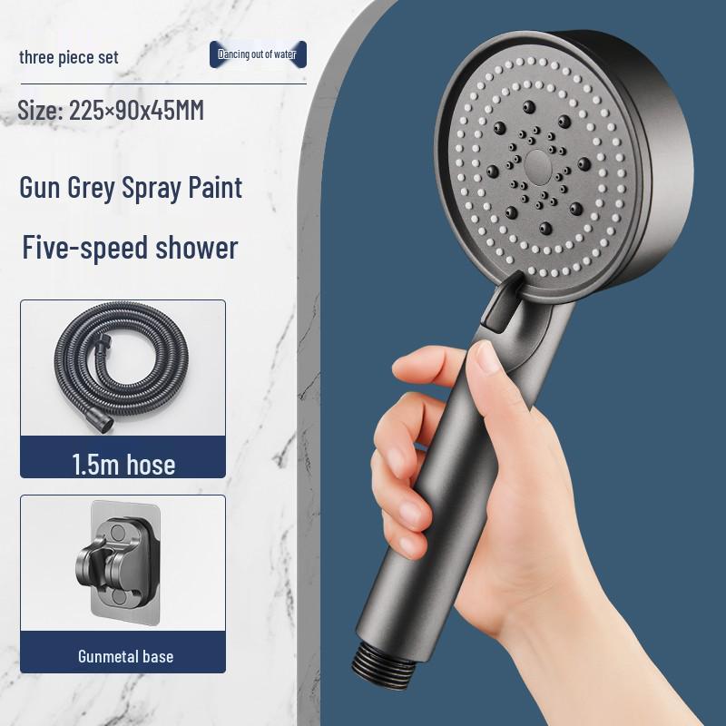 Supercharged High-Pressure Shower Head with Hose Set