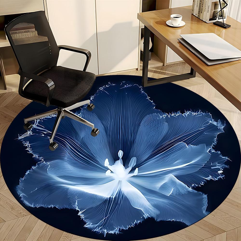 1pc Floral Bloom Office Round Area Rug, Indoor Mat Suitable For Office, Under Office Chairs Bedroom Living Room Home Decor, Room Deco