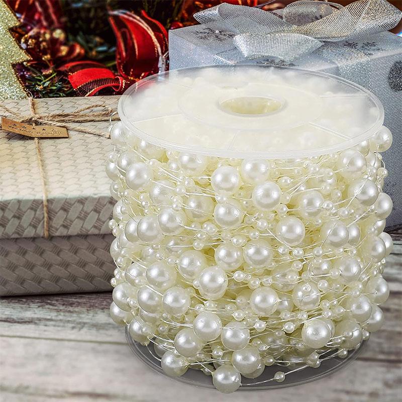 2/5/10Meter Imitation Pearl String Fishing Line Artificial Pearls String 8+3mm Bead Chain for Craft Garland Flower Wedding Decor