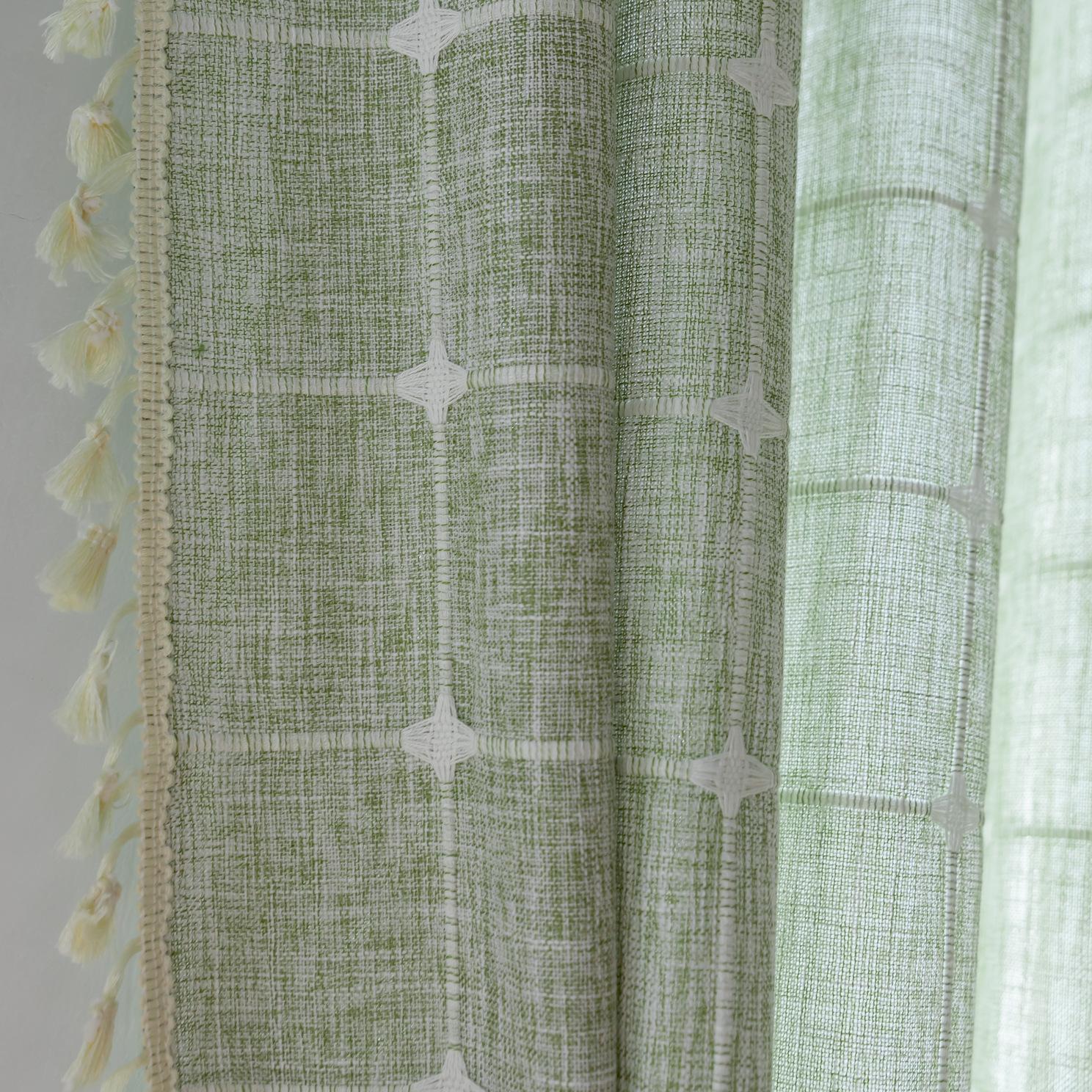 

Потовщені бавовняні та лляні штори, Квадратна сітка, Вітальня, Балкон, Колірний контраст та поєднання кольорів, Тканинні штори без свердління, Готові Height 60 * Width 132cm