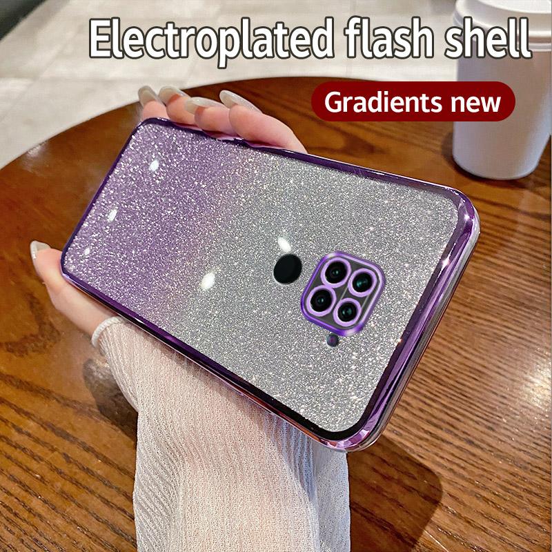 For Xiaomi Redmi Note9 4G Case Redmi Note 9 Phone Case Shiny Glitter Plating Silicone Camera Lens Soft Back Cover