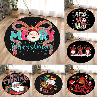 Weihnachten Weihnachtsmann Hauptbild Rund Gedruckter Teppich Geeignet für Schlafzimmer Wohnzimmer Matte Weihnachts-Möbeldekoration