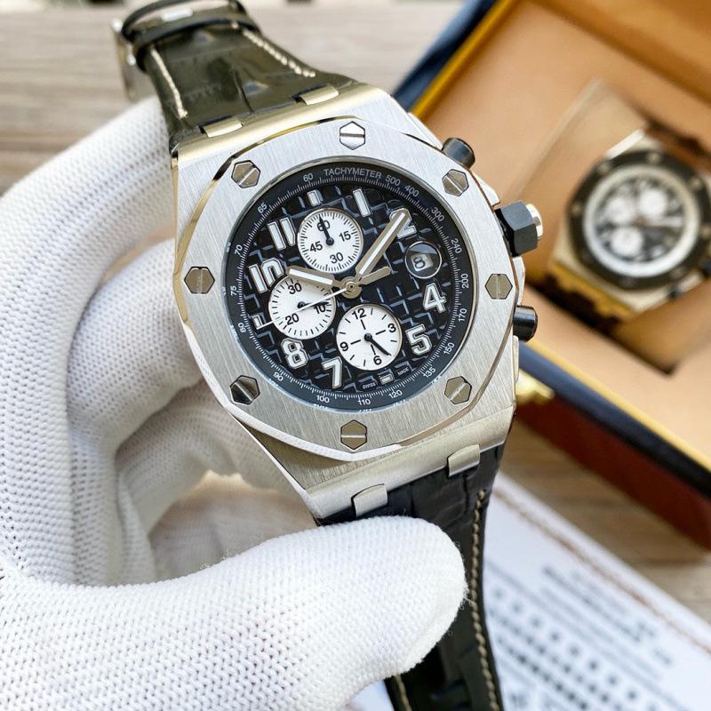 

2024 Чоловічий висококласний кварцовий годинник Royal Oak з шістьма стрілками та силіконово-сталевим ремінцем
