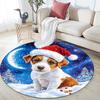 Christmas Puppy Round Area Rug,Carpet Rug for Living Room Bedroom Sofa Playroom Decor,Non-slip Floor Mat