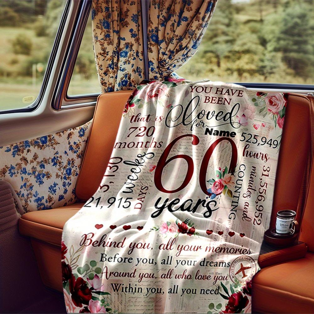 Happy 60Th Birthday Queen Blanket Personalized Name Soft Comfortable Stylish Blanket Car Blanket Perfect For Travel Camping Outdoor Home Suitable For