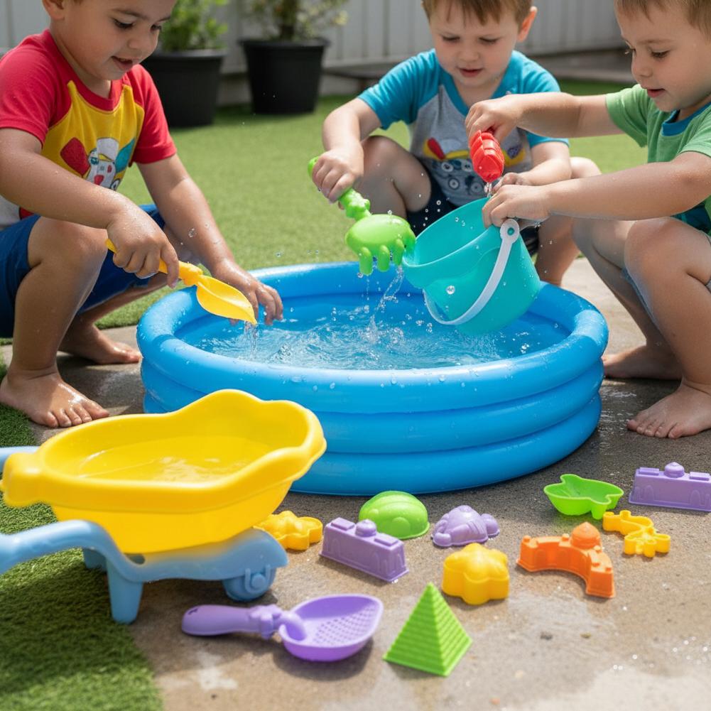 19PCS Kids Beach Sand Toy Set - Complete Sandbox Kit with Large Bucket Wheelbarrow & Colorful Sand Molds Great Gift