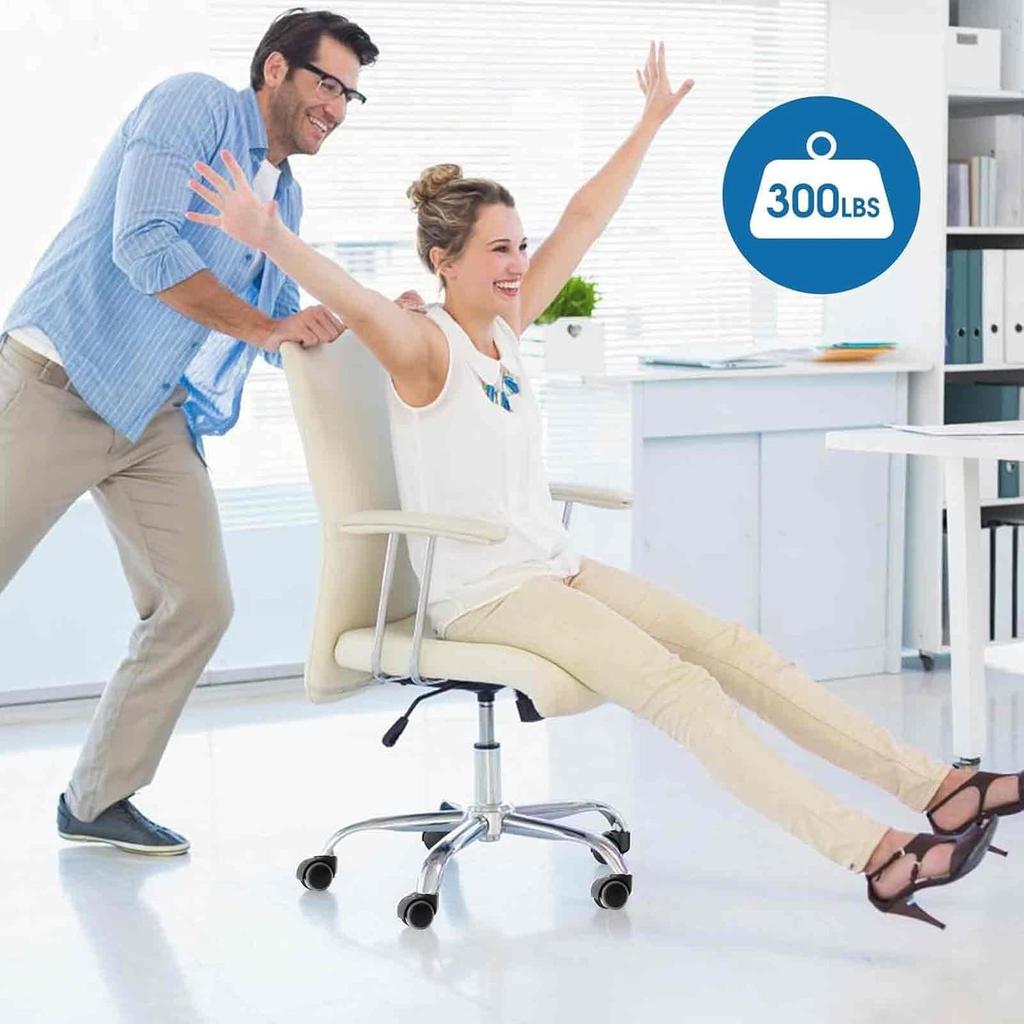 Office Chair Casters Wheels - Set of 5, Universal, Rodless, Silent, Easy Install, Metal, Swivel