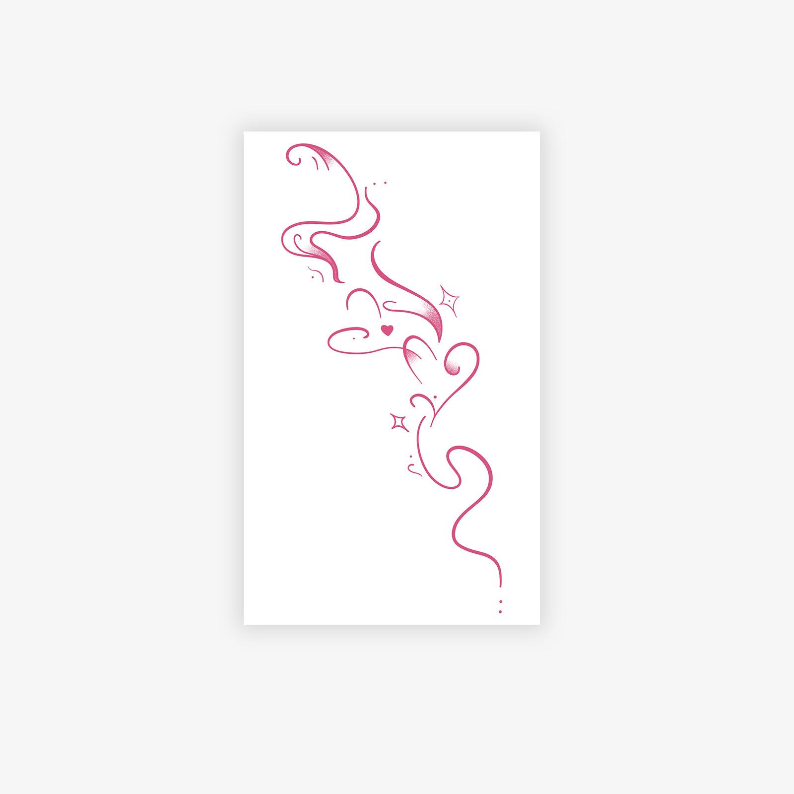 

Pink Love Vine Tattoo Sticker Waterproof And Long-Lasting Girl S Sweet Heart Cool Waist And Abdomen Tattoo Simulation Sticker 9*15CM