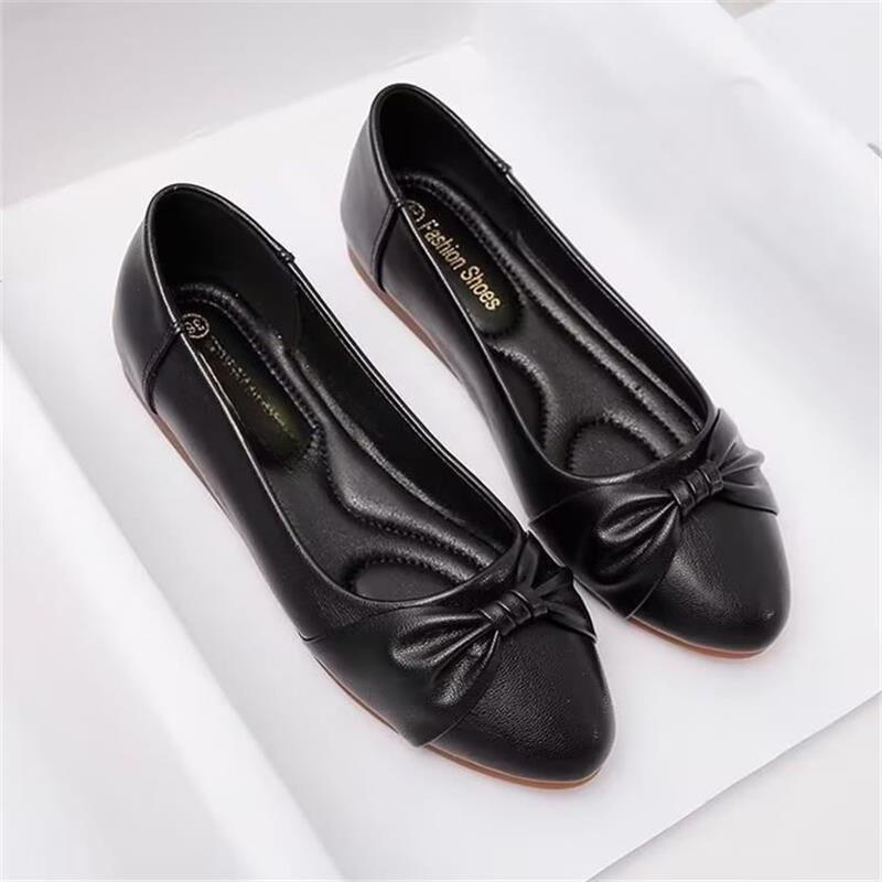 

Лето 2024 Женские слипоны-лоферы на плоской подошве из мягкой кожи - для квадратных танцев и повседневного комфорта 40 чёрный