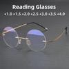 Men Rimless Reading Glasses Retro Women Presbyopic Eyewear Smart Phone Anti Fatigue Blue Light Blocking Eyeglasses Round Frame