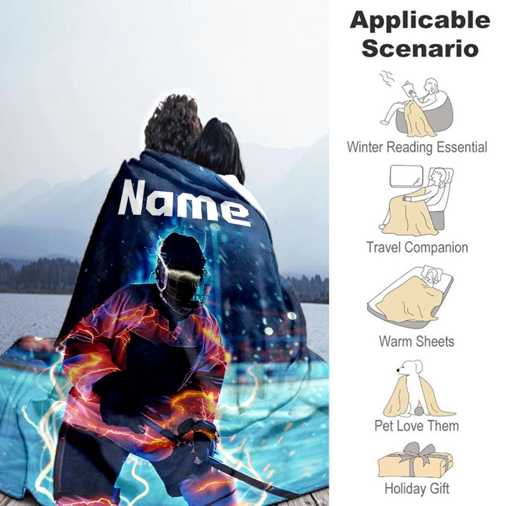 Hockey99 Customize Text Blanket Multi-purpose Customizable Blanket Comfortable Great for Nap Home Decor Couch Office Chair Ideal for All Seasons