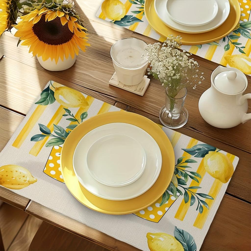 Set von 4 rechteckigen Tischsets/Exquisite Zitronen-Kunstdesigns/12 Zoll mal 18 Zoll/Küchentische/Heim-Esszimmer-Dekoration/Weihnachten/Hal