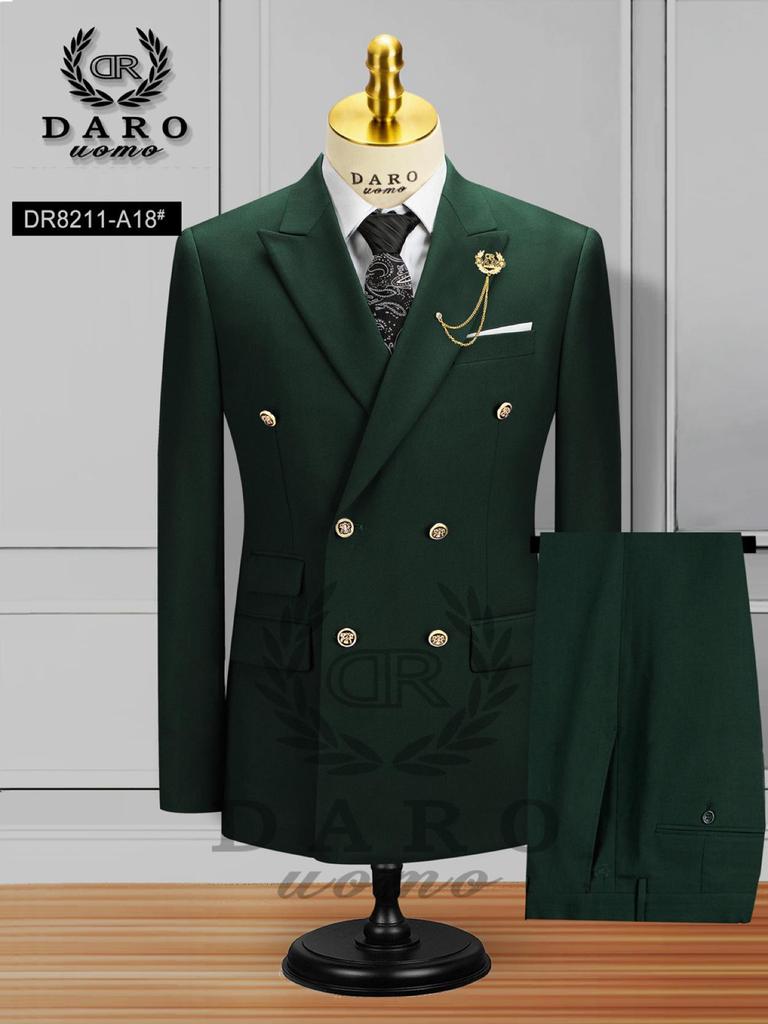 Men's Large Double-Breasted Wedding Suit & Groomsmen Two-Piece Set