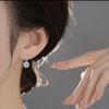Women Inlaid Shining Zircon Double Zirconia Sterling Silver Pin Geometric Fashion Earrings