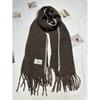 New Ins Versatile Atmosphere Solid Color Dog Tooth Edge Imitation Cashmere Scarf Thickened Large Version Scarf Shawl