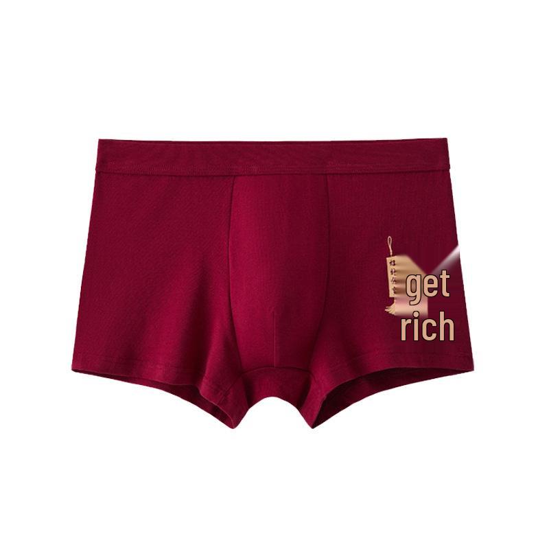 Men's Zodiac Year Wine Red Boxer Briefs - Year of the Horse Celebration Breathable Shorts