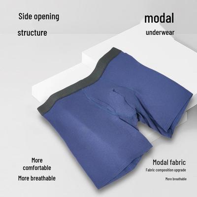 Men's Mid-Rise Modal Underwear - High-Elastic, Breathable, Flat-Leg Design for Comfort