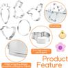 Spring Easter Cookie Cutter Set of 10, Stainless Steel Biscuit Molds Silver, DIY Baking Pastry Tools Kit