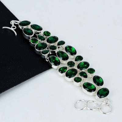 Pulsera de turmalina verde, piedra preciosa de turmalina verde, joyería de pulsera hecha a mano, pulsera de color verde, regalo para ella, joyería de Halloween