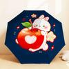 Entzückliches Kaninchen mit Apfel-Regenschirm: Ein perfektes Geschenk für Outdoor-Abenteuer - Automatisches Öffnen und Schließen, Leichtes und Langlebiges Reiseaccessoire 048