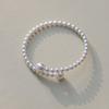 Open Cat Paw Bracelet Imitation Pearl Korean Style Bangle Charm Pearl Elastics Bracelet  Women