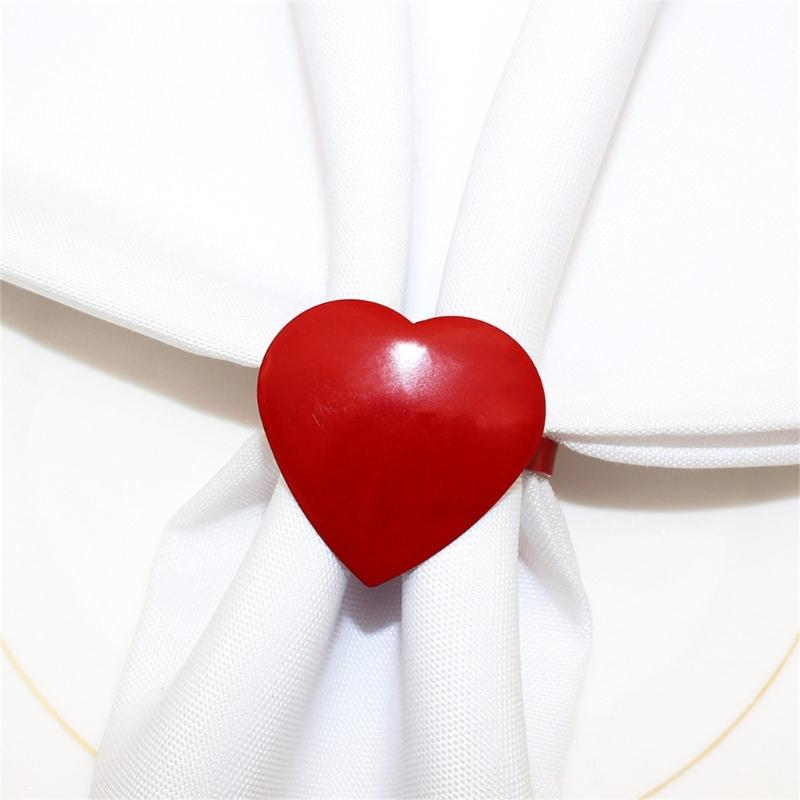 6Pieces Elegant Heart Napkin Rings Accessories for Celebration Like Valentines Day Weddings and Anniversaries