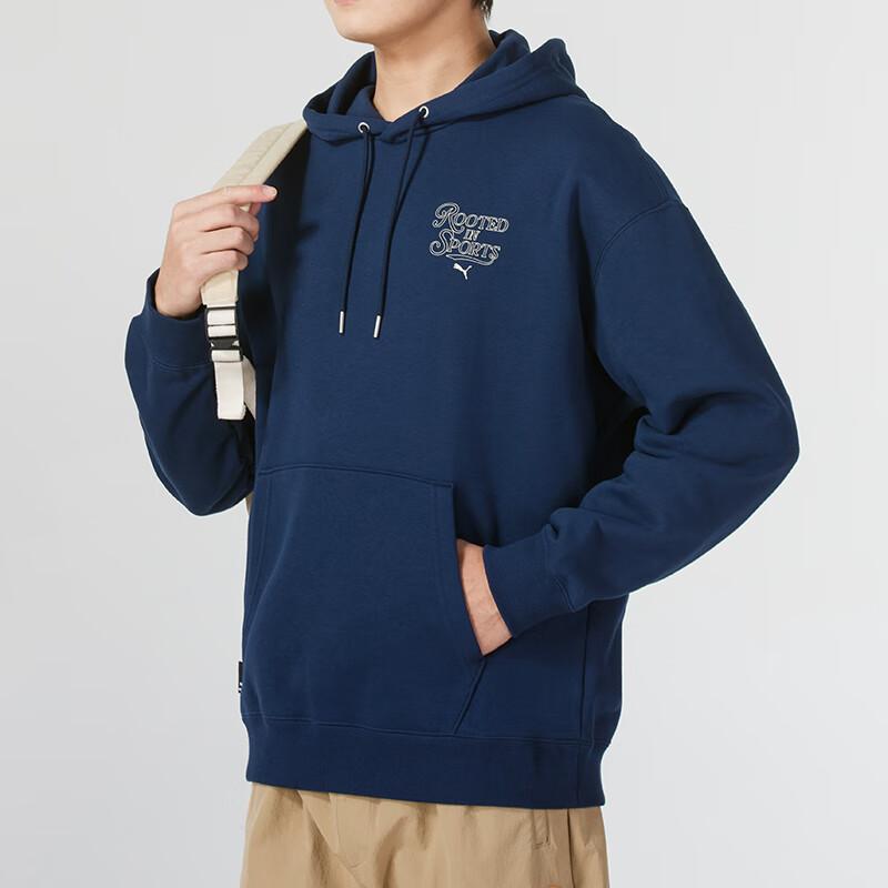 Puma Letter Embroidery Hooded Comfortable Breathable Casual Color Block Long Sleeve Sweatshirt Men sweatshirt Blue 631036-14