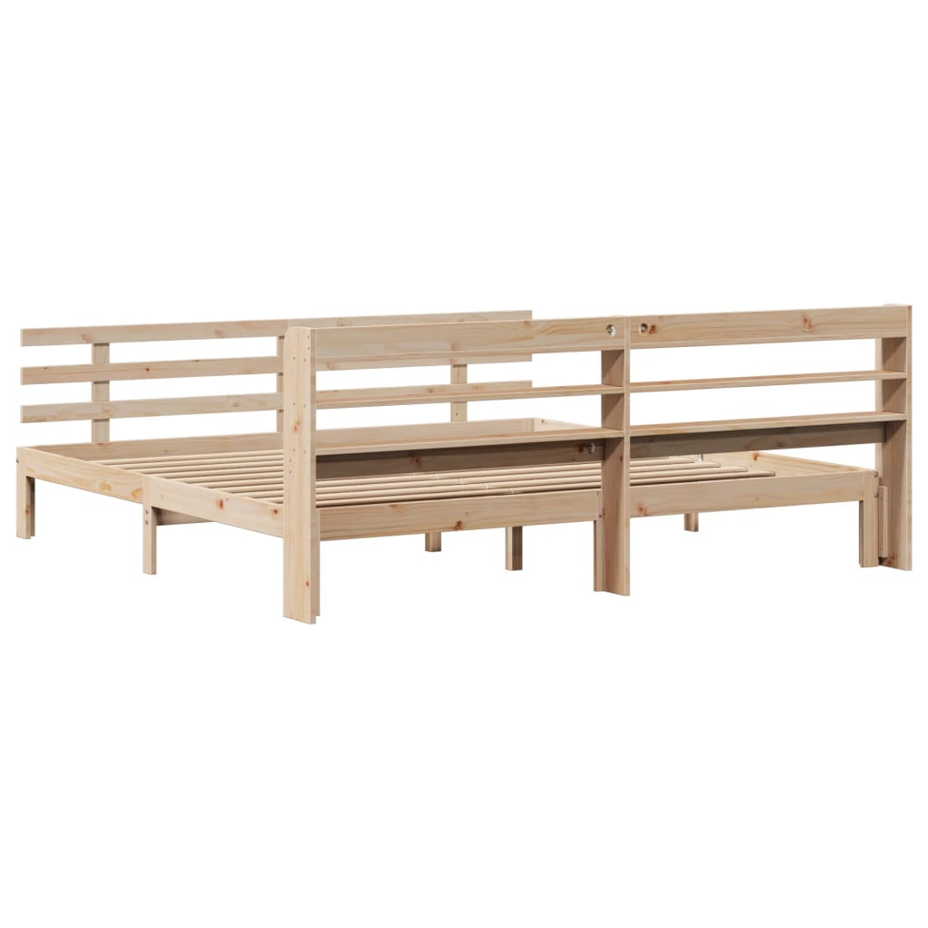 Wooden Bed Frame with Headboard Without Mattress 200x200 cm