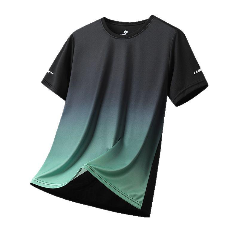 Verlauf Camouflage Schnelltrocknend Eis Seide Übergröße Rundhals Sport T-Shirt