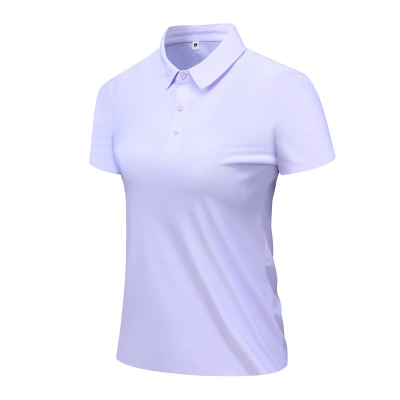 Women's Stand Up Collar, Lapel, Business Casual, Solid Color POLO Shirt, Women's Breathable Short Sleeved T-shirt