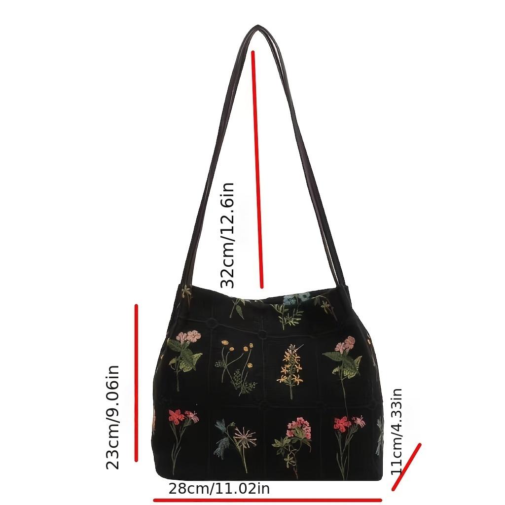 Floral Embroidery Shoulder Bag Vintage Daily Bucket Bag Fashion Handbags For Women