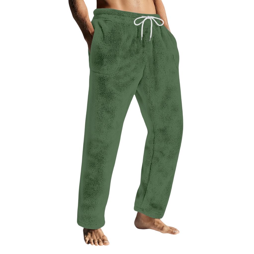 Men's Drawstring Pocket Flannel Casual Pants