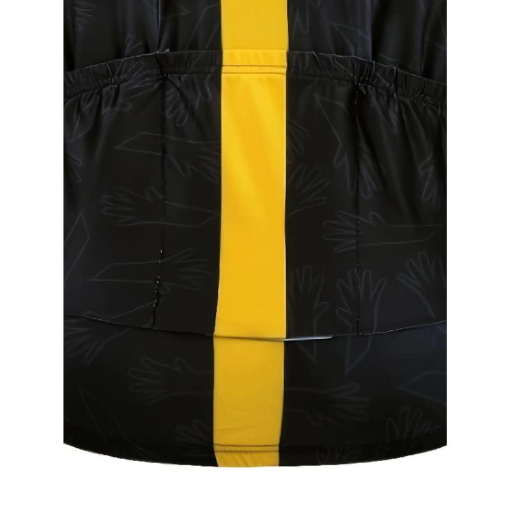 Pánský a dámský cyklistický dres s dlouhým rukávem - Polyesterová pletenina odvádějící vlhkost, Vysoký krk, Raglánové rukávy, Zapínání na zip, Detail kapsy, Střední