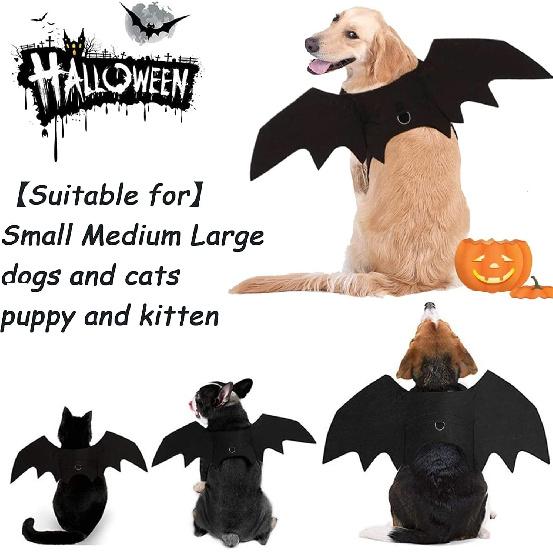 Halloween Dog Bat Costume with Leash Cat Pet Bat Wings Clothes Funny Apparel Outfit Dress Up Accessories for Cosplay Party XL