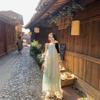 Women's Summer Sweet French Halter Sleeveless Princess Dress with Waist-Cinching Irregular Long Skirt