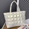 Winter Cotton Tote Bag High Capacity Women's Shoulder Handbags Quilted Female Handbags for Daily Commute Work Shopping and Travel