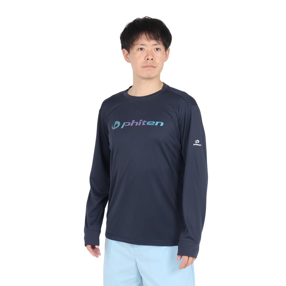 PHITEN Long Sleeve T-Shirt, Lame Gradation, Navy Blue, 3124JG63000 (Navy/L/Men's, Women's)