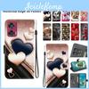 Pu Leather Case Flip Handmade For Motorola Edge 50 Fusion Antislip Shockproof Cover With Wrist Strap Heartrose Cat Designs