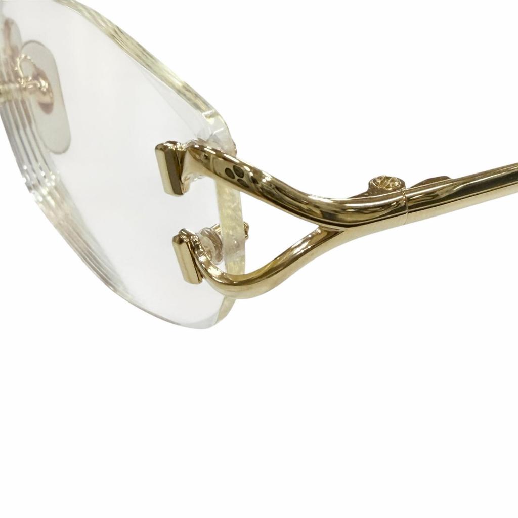 Great Cartier Glasses 2C decor Two Point Rimless gold mens Used