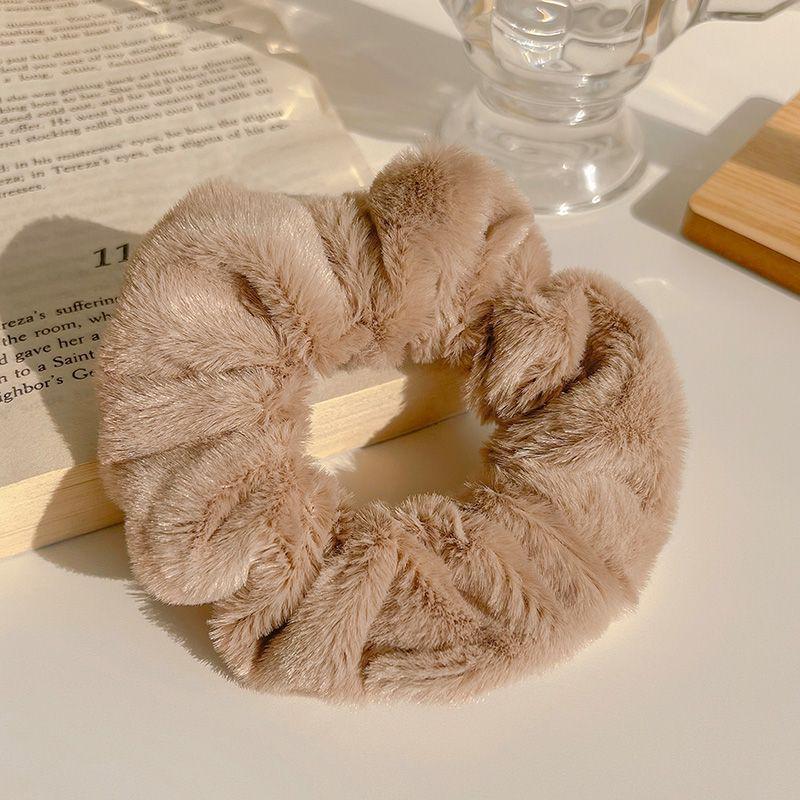 Milk Coffee Plush Hair Ring - Simple Elastic Band for Autumn/Winter