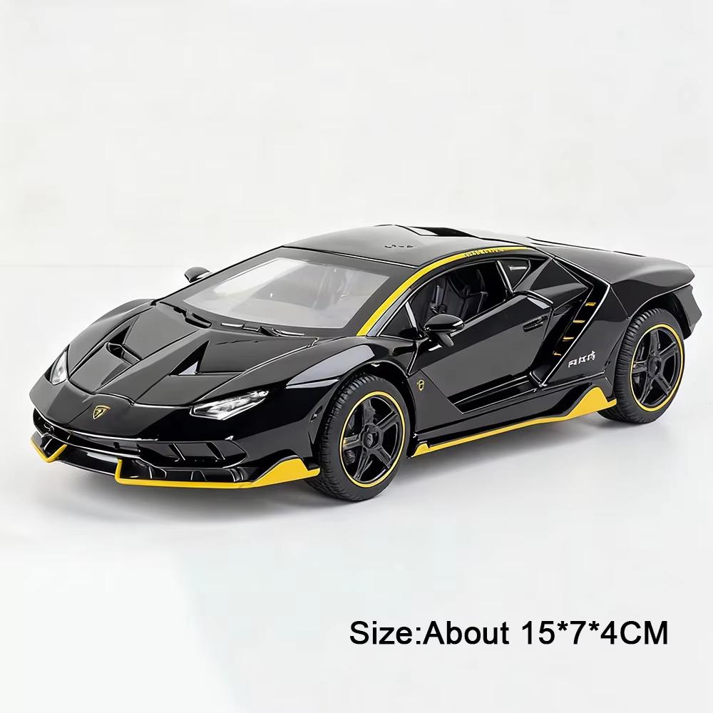 

Scale 1:32 LP770 SVJ63 Car Model Toy Doors Opened Sound Light Cars Pull Back Rubber Tires Models for Children Holiday Presents