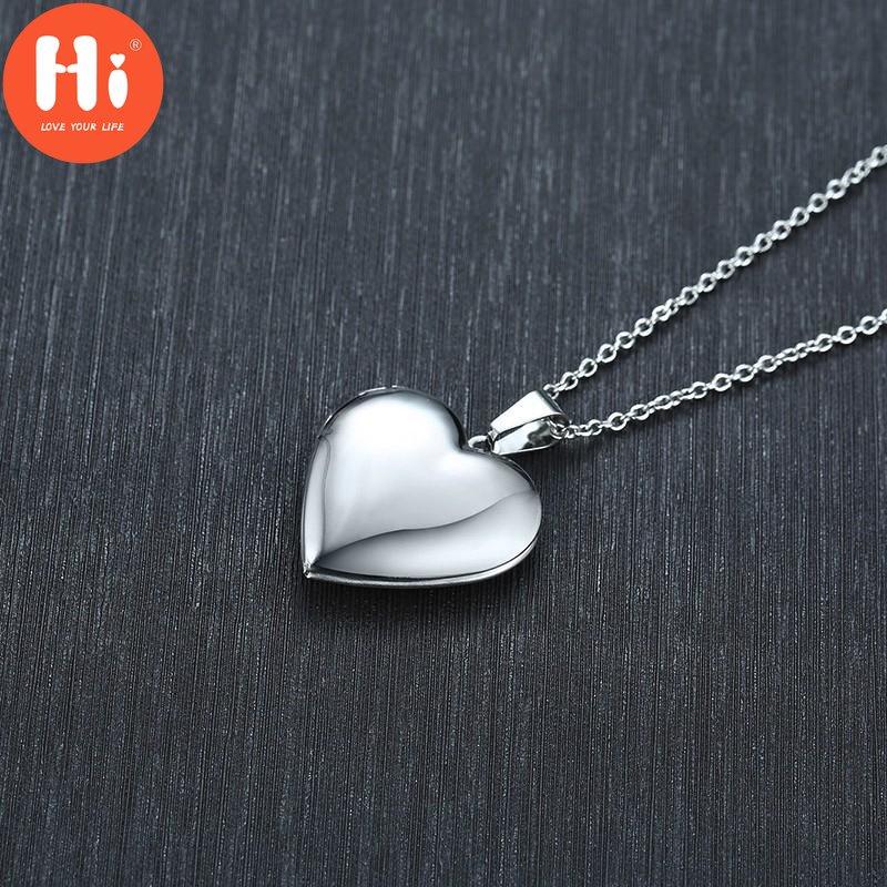 Hi Light Herz-Medaillon-Anhänger für Damen und Herren, zu öffnender Fotorahmen, glänzende Edelstahl-Halsketten, Familien-Liebeshalsband